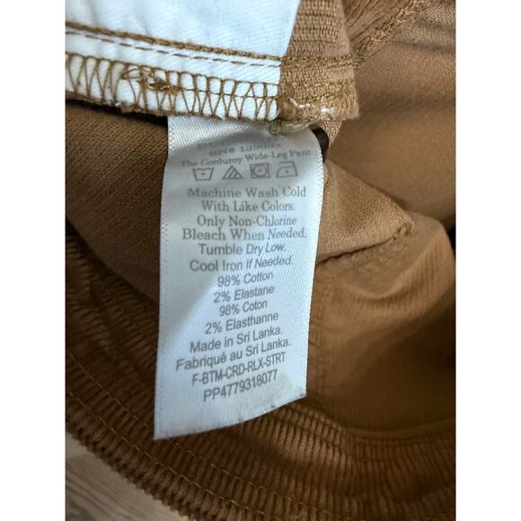 EVERLANE The Corduroy Wide Leg High rise Pant Caramel Toasted Coconut Sz 10 - Picture 9 of 11